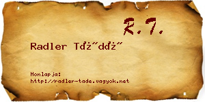 Radler Tádé névjegykártya